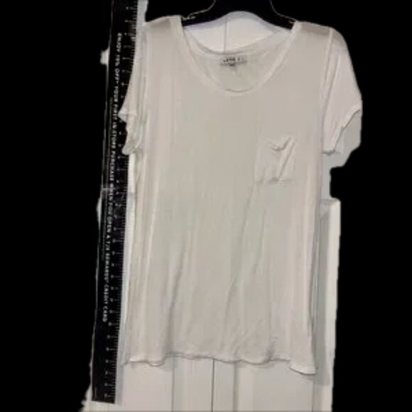 Love J White Crew Neck Tee pocket front cotton modal soft ! - Picture 3 of 9